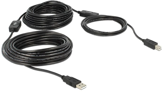 DLC DeLOCK 20m, USB2.0-A – USB2.0-B USB kabelis USB A USB B Juoda