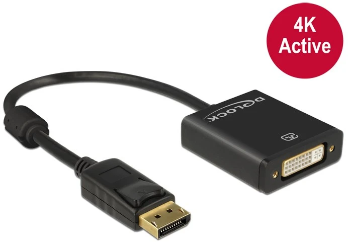 DELOCK Adaptorcable DisplayPort 1.2 kištukas > DVI 24+5 lizdas juodas 4K Active