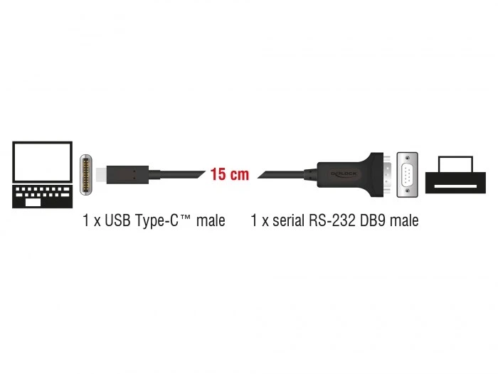 DLC DeLOCK 63908 serijinis kabelis Juoda 0,15 m DB-9