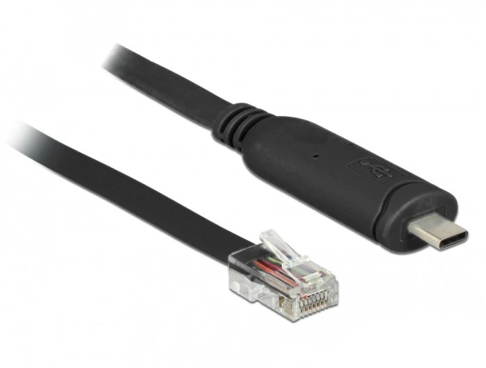 DLC DeLOCK 63912 serijinis kabelis Juoda 2 m C tipo USB RJ45