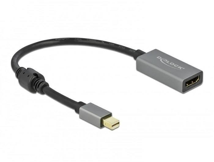 DLC DeLOCK 66570 vaizdo kabelio adapteris 0,2 m Mini DisplayPort HDMI A tipo (standartinis) Juoda, Pilka