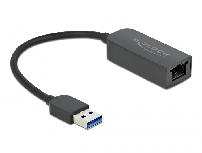 DLC DeLOCK 66646 kabelių lizdinio / kištukinio jungčių tipo keitiklis USB 3.2 Gen 1 RJ45 Juoda