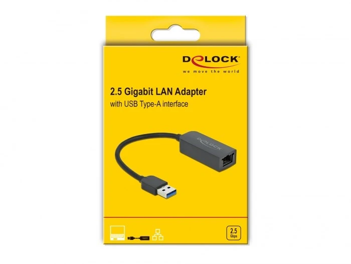 DLC DeLOCK 66646 kabelių lizdinio / kištukinio jungčių tipo keitiklis USB 3.2 Gen 1 RJ45 Juoda