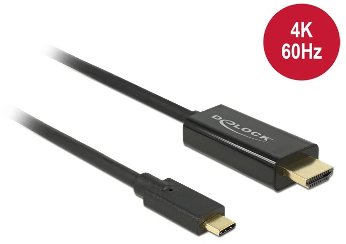 DLC DELOCK Cable USB Type-C male more HDMI male (DP Alt Mode) 4K 60 Hz 2 m juodas