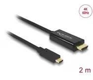 DLC DELOCK Cable USB Type-C male more HDMI male (DP Alt Mode) 4K 60 Hz 2 m juodas