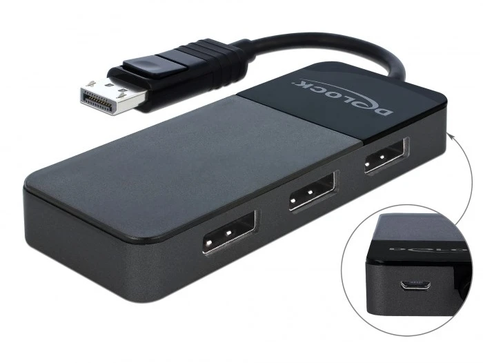 DLC DeLOCK 87737 vaizdo signalų daliklis DisplayPort 3x DisplayPort