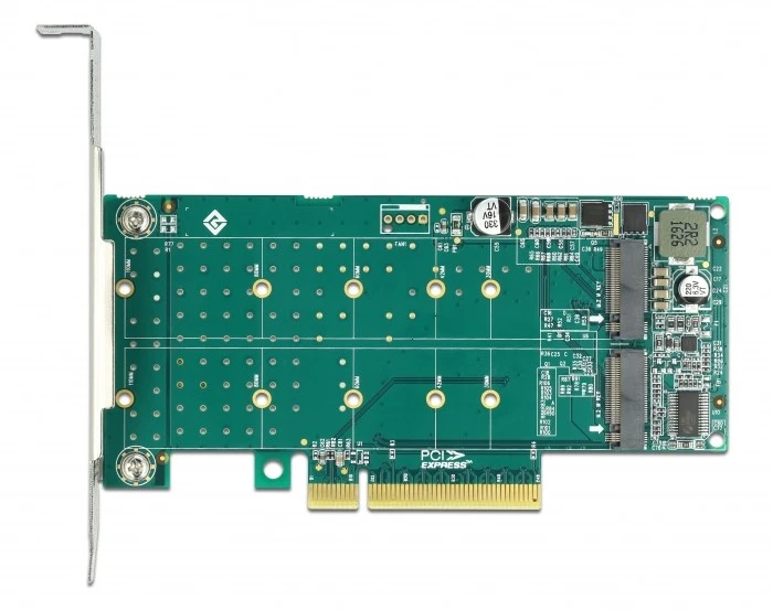 Delock PCI Express x8 kortelė su 2 vidinėmis NVMe M.2 M rakto jungtimis – bifurkacija – žemo profilio formatas