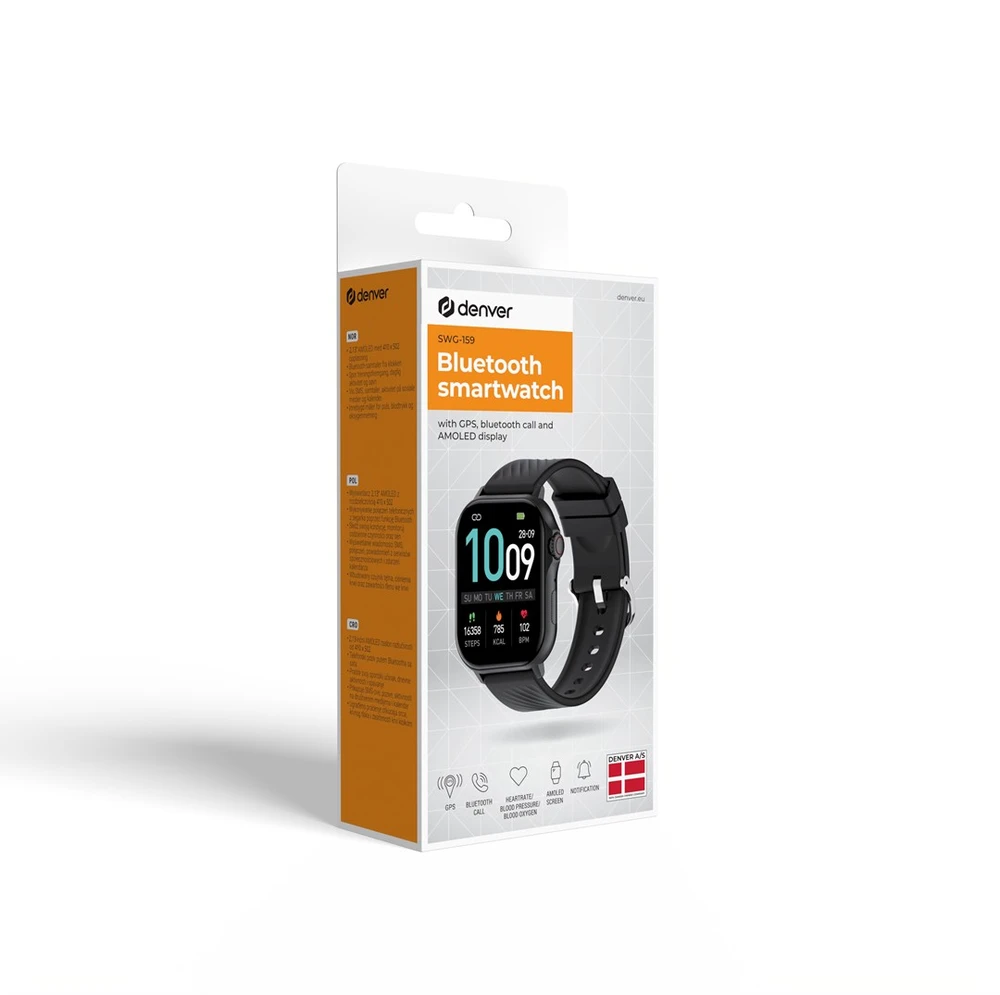 DNV Denver Išmanusis laikrodis Juodas 5,41 cm (2.13″) AMOLED Skaitmeninis Lietimui jautrus ekranas Juoda GPS (palydovinis)