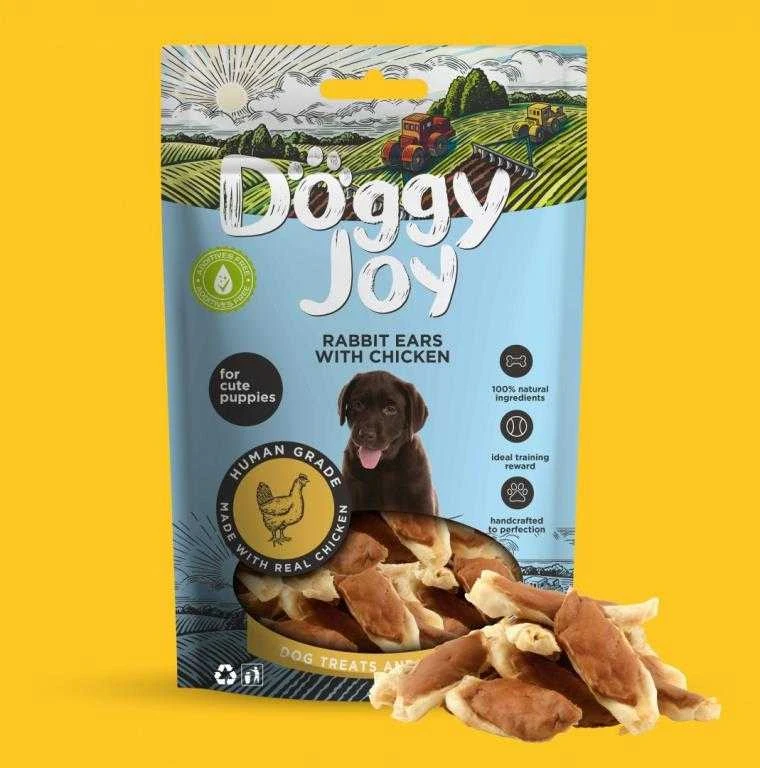 Petfest Doggy_Joy Triušių ausų, vištienos skanėstas šuniukams DOGGY JOY, 90 g