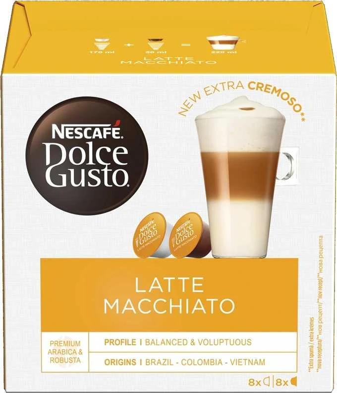 Nescafe Dolce Gusto Latte Macchiato Kava, 8+8 kapsulių dėžutėje