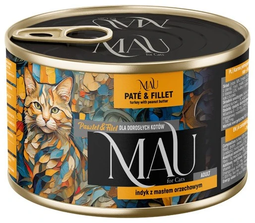 Dolina Noteci MAU Pate and Fillet kalakutiena with peanut butter – šlapias kačių maistas – 185g