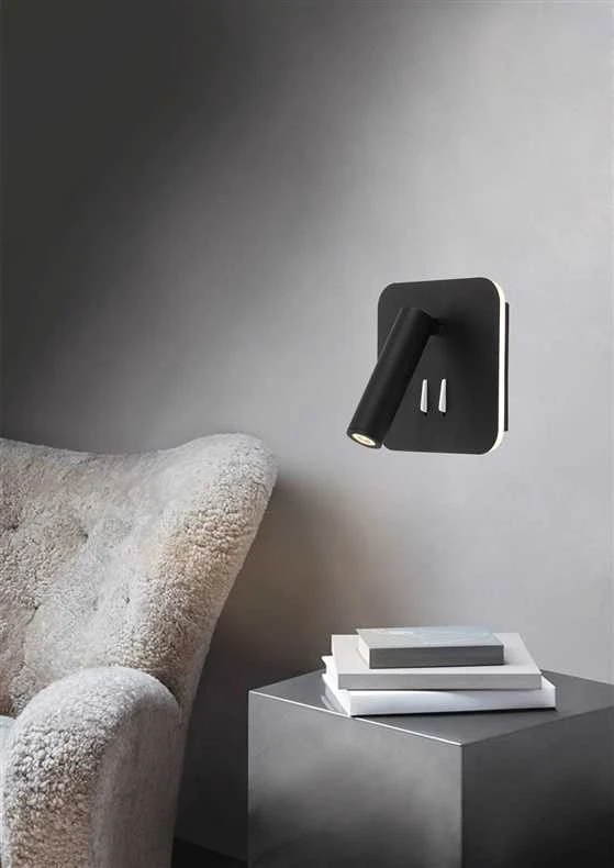 Sieninis šviestuvas Domoletti Tvirtinamasis šviestuvas AREA 19002-BK 3W+6W LED BL