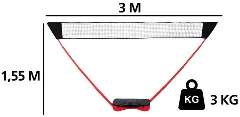 Lauko badmintono tinklas su matmenimis