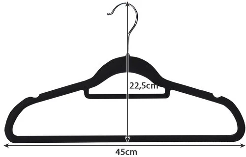 Clothes hanger 20pcs - juodas Ruhhy 22536