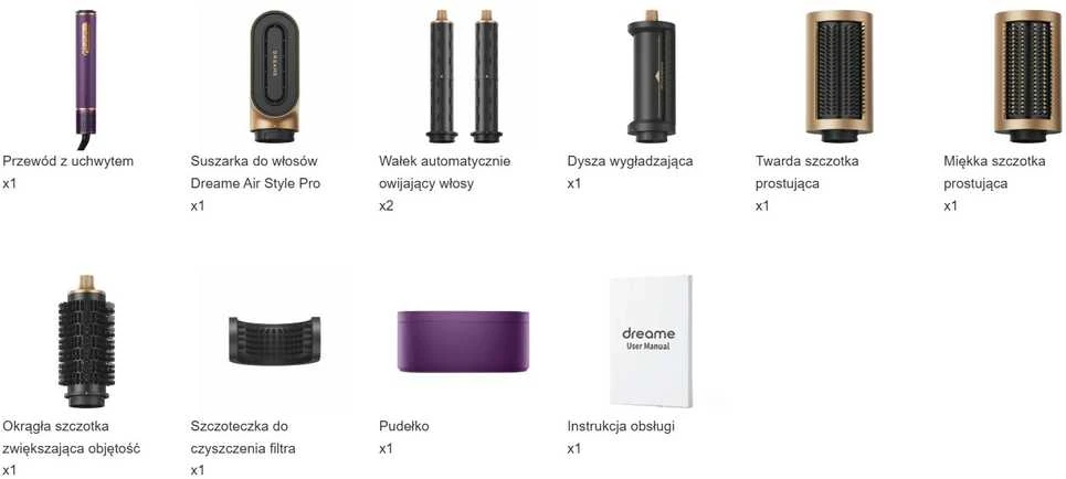 Plaukų formavimo šukos Dreame Airstyle Pro, violetinės/aukso spalvos
