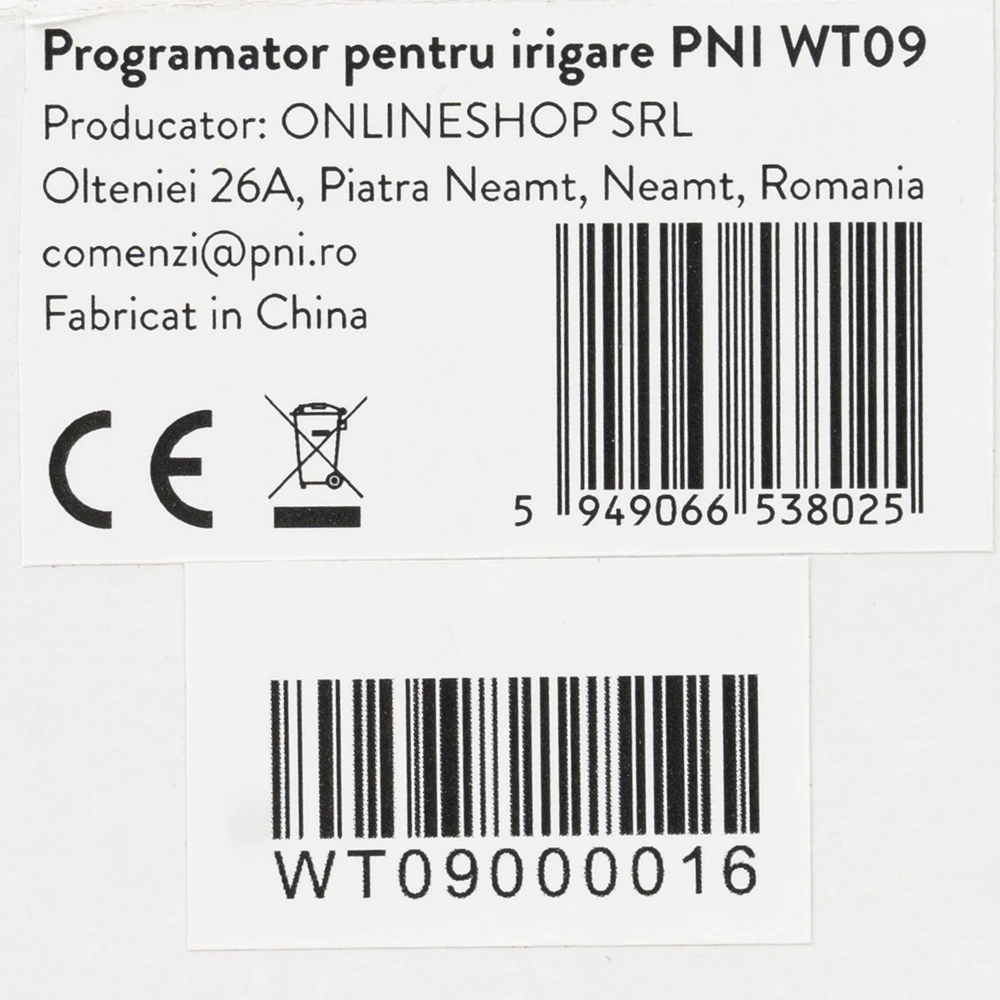 Drėkinimo programatorius PNI WT09, LCD ekranas, automatinis ir rankinis drėkinimas, laiko, trukmės ir drėkinimo dienų nustatymas