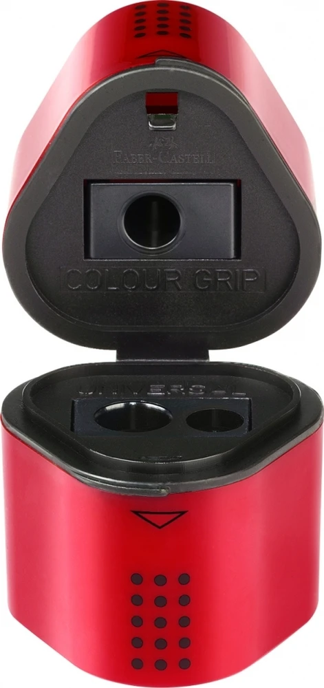 Drožtukas Faber-Castell Grip 2001, su konteineriu, raudonos arba mėlynos spalvos