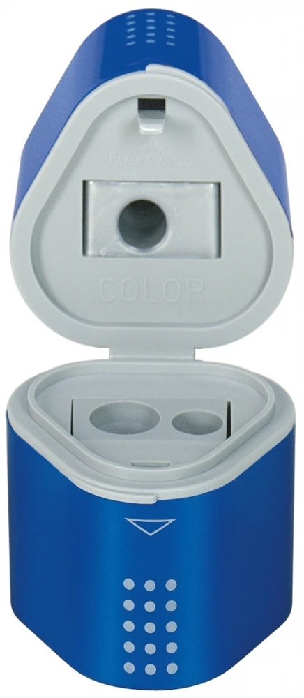 Drožtukas Faber-Castell Grip 2001, su konteineriu, raudonos arba mėlynos spalvos