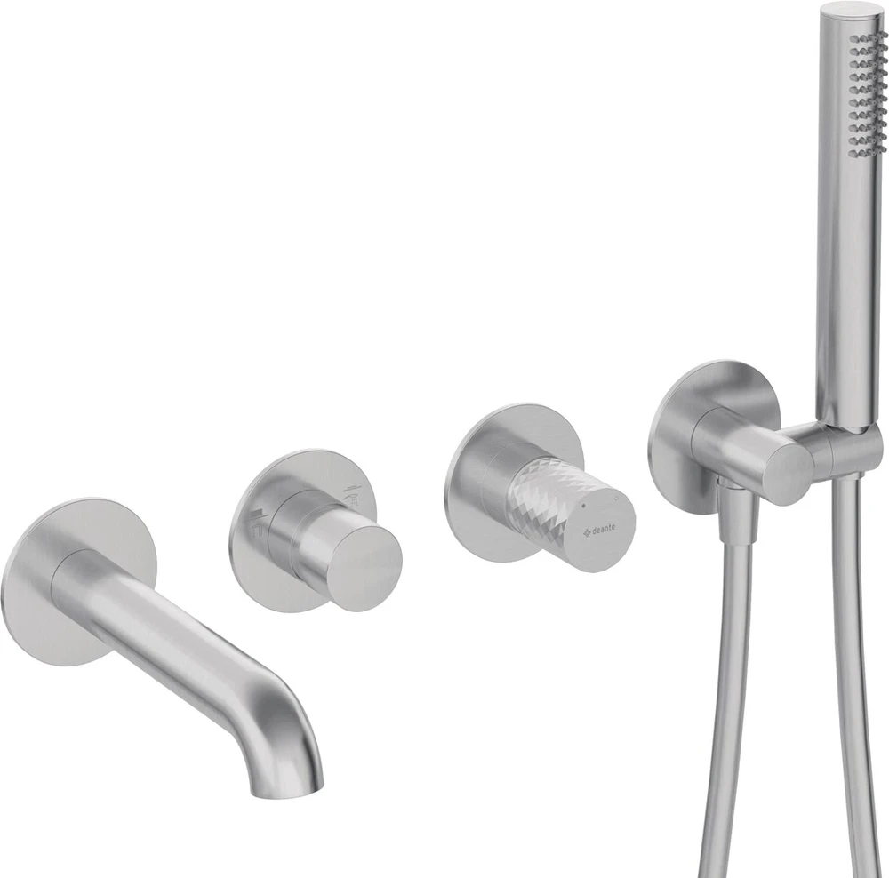Potinkinis 4 dalių vonios maišytuvas Deante Silia Hexa BHS_F18P, Brushed steel