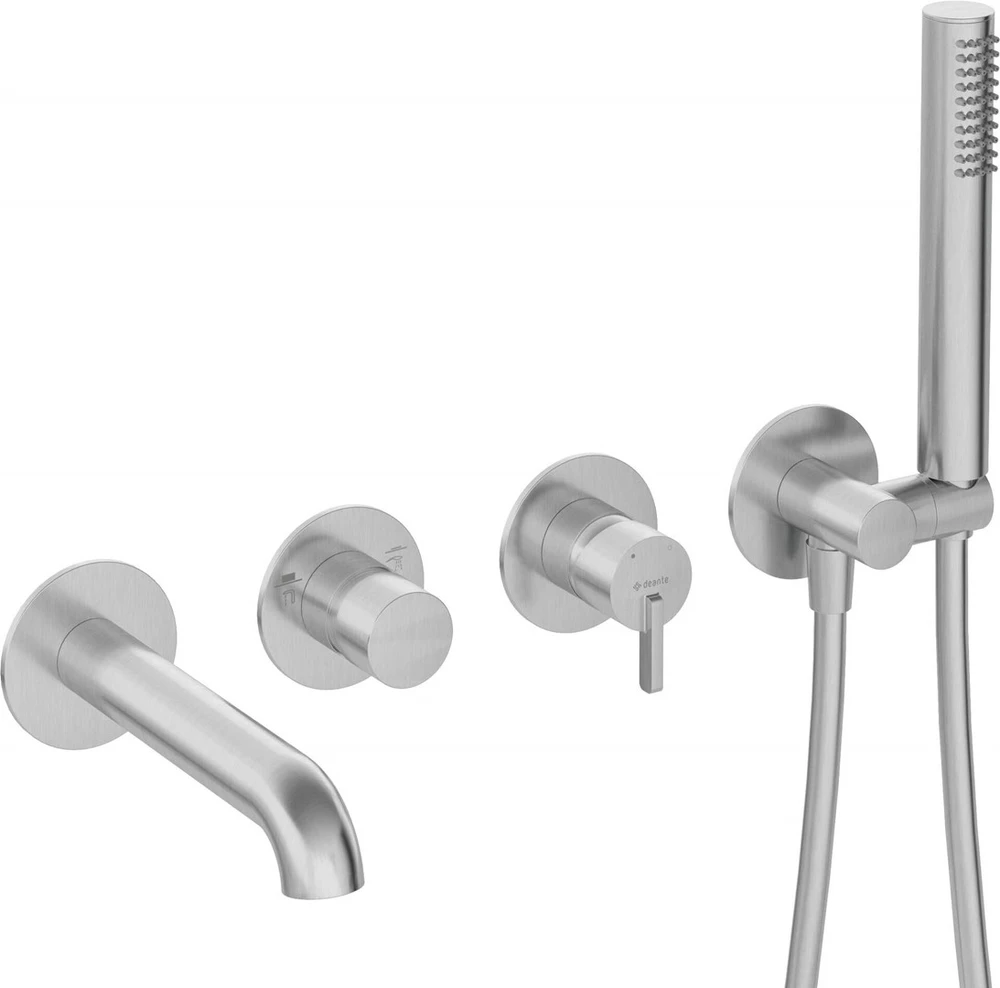Deante potinkinis 4 dalių vonios maišytuvas Deante Silia BQS_F18P, Brushed steel