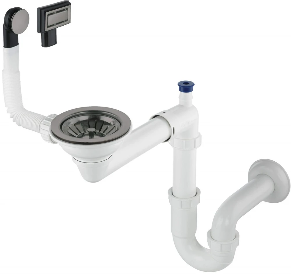 Sifonas granitinėms plautuvėms Deante Space-Saver ZXY_D949, Titanium