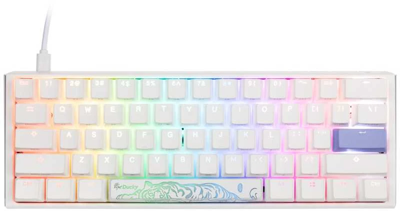 Ducky One 3 Classic Pure Baltas Mini žaidimų klaviatūra, RGB LED - MX-Raudona US išdėstymas