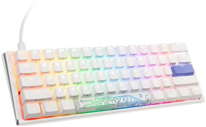 Ducky One 3 Classic Pure Baltas Mini žaidimų klaviatūra, RGB LED - MX-Raudona US išdėstymas