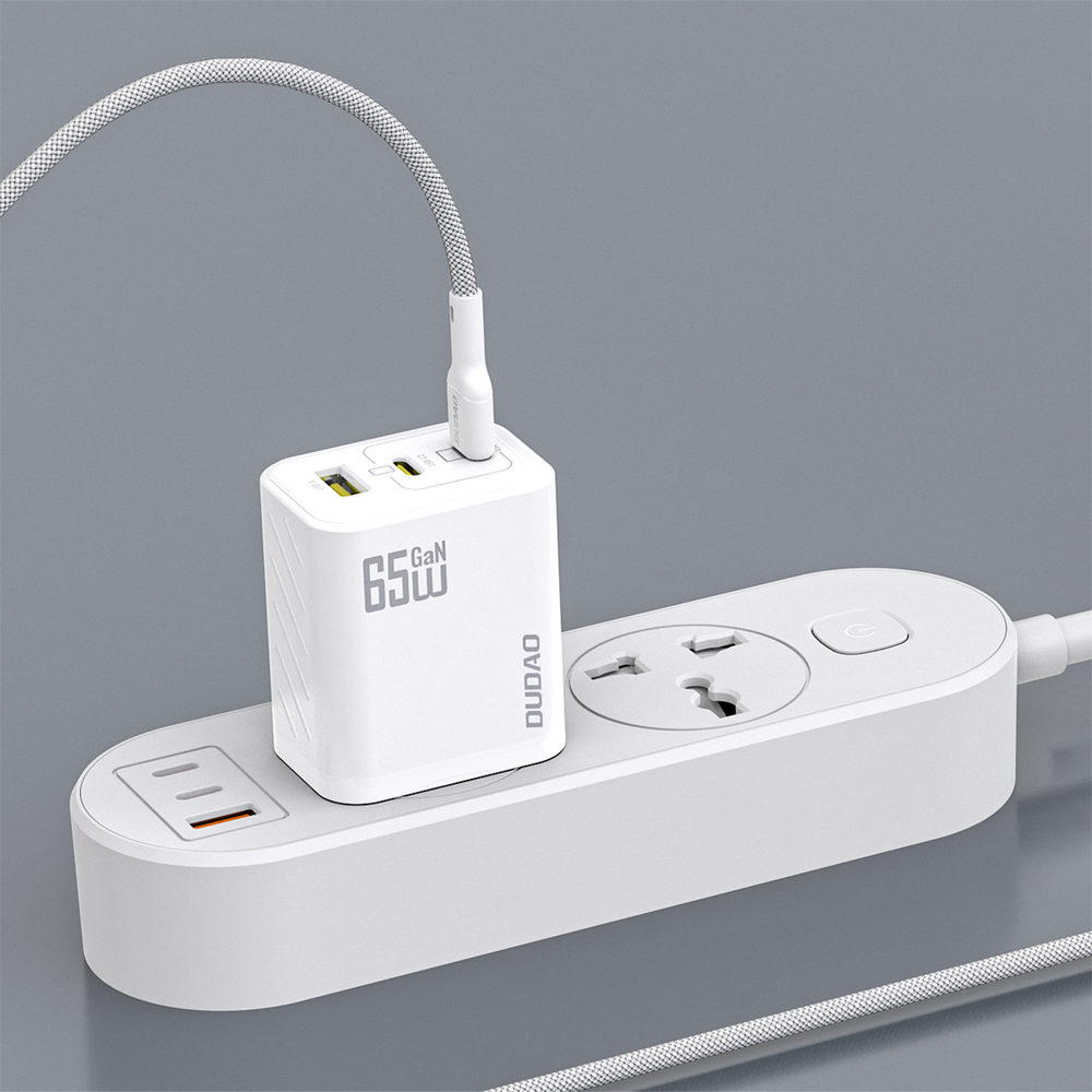 Dudao A29C 65W GaN laidinis įkroviklis + USB-C kabelis – baltos spalvos