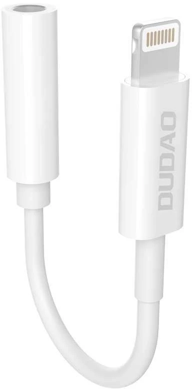 DUDAO ADAPTER L16 AUDIO LIGHTNING AUUSINIŲ ADAPTERIS (VYRAS) PRIE 3,5 mm MINI LIZDAS (MOTERIS) 10 cm Baltas