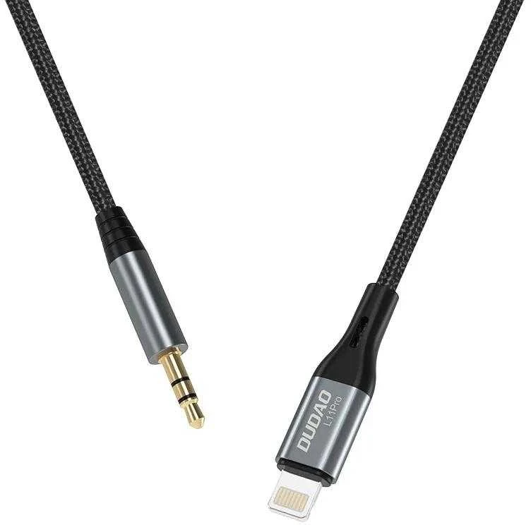 Dudao audio cable Lightning – mini jack 3.5mm 1m pilka (L11PRO)