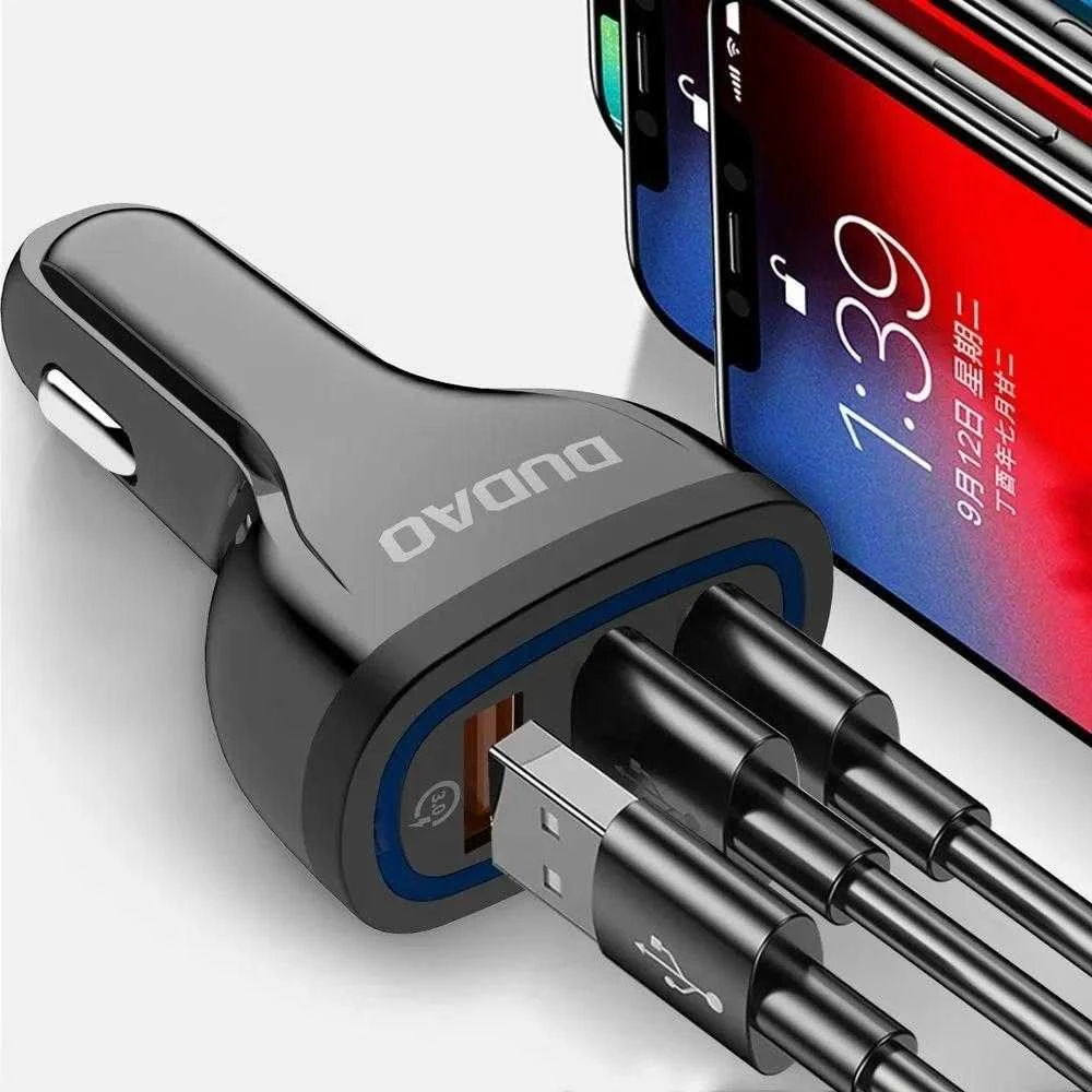 Automobilinis įkroviklis Dudao R7S, 3x USB, 18W (baltas)
