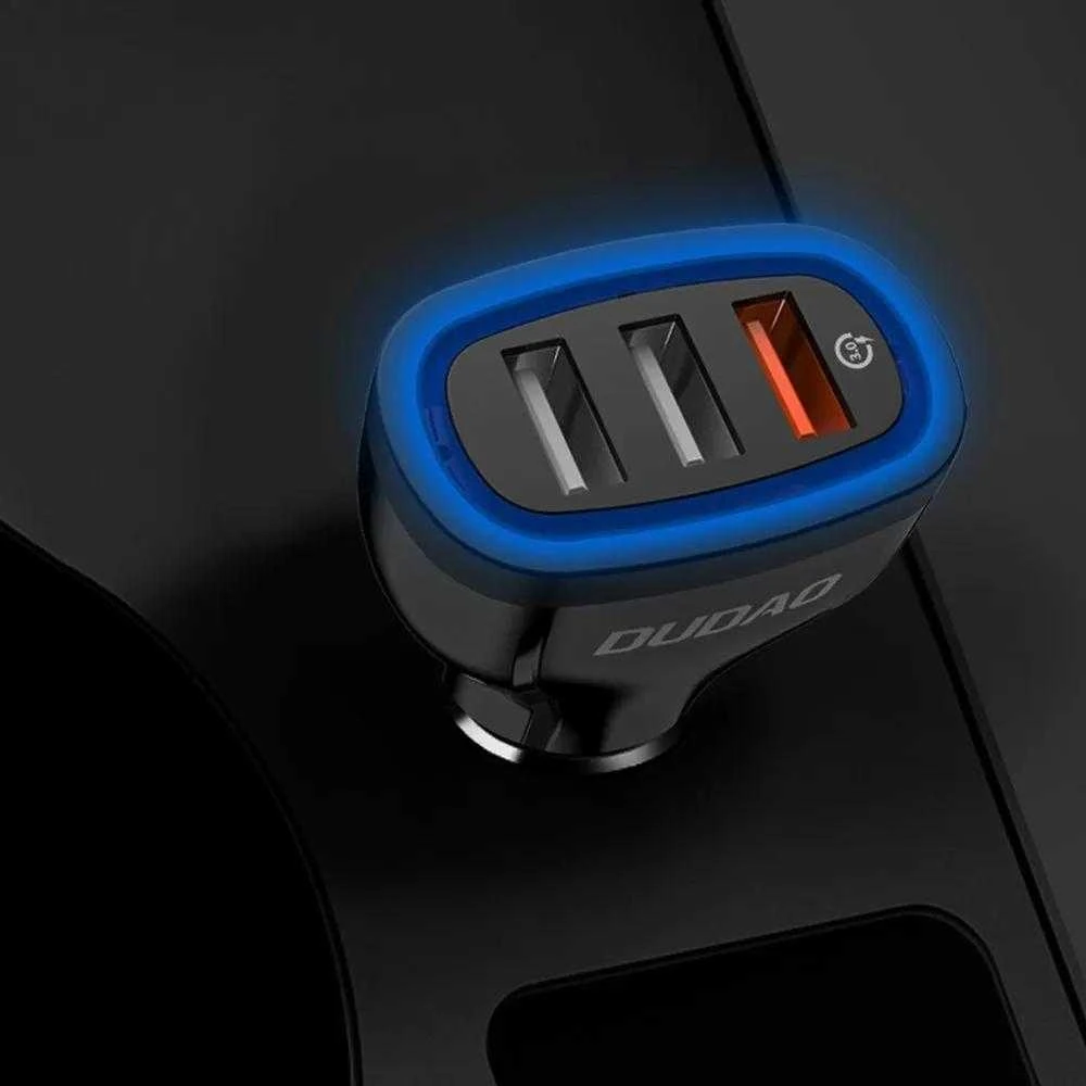 Automobilinis įkroviklis Dudao R7S, 3x USB, 18W (baltas)