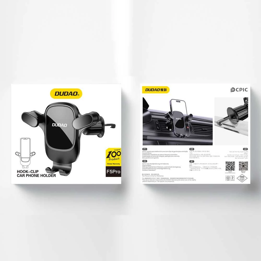 Dudao F5Pro air vent car phone holder – juodos spalvos