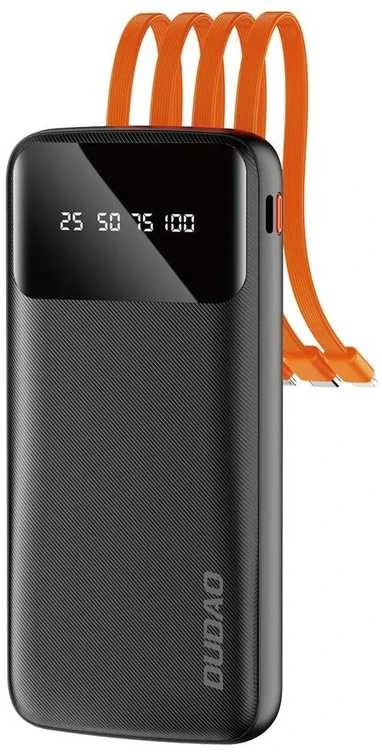 „Dudao K6Pro“ universalus 10 000 mAh maitinimo blokas su USB kabeliu, USB tipas C, žaibo juodas (K6Pro-juodas)