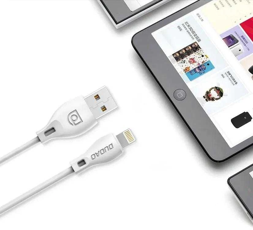 USB kabelis Dudao (L4M) microUSB (2.4A) baltas (2m)