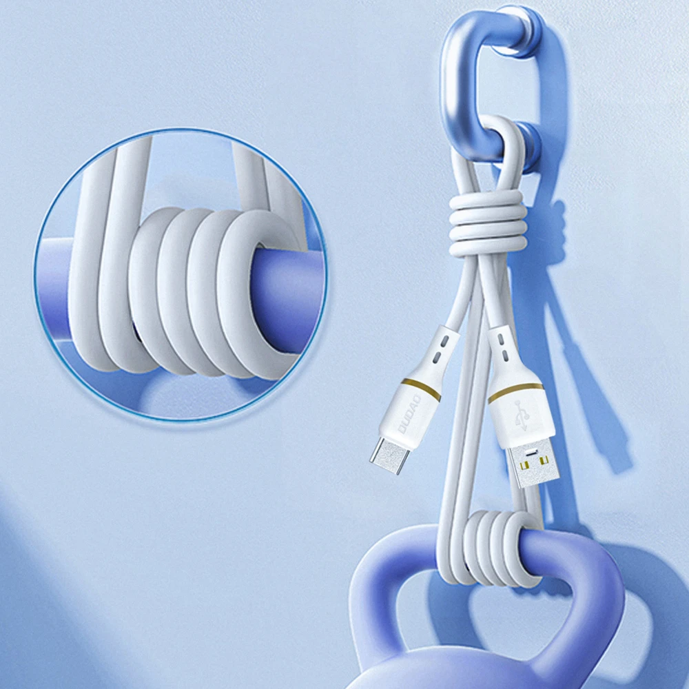 Dudao L25L USB-A - Lightning kabelis 1 m 30 W su minkštu silikoniniu apvadu - baltas