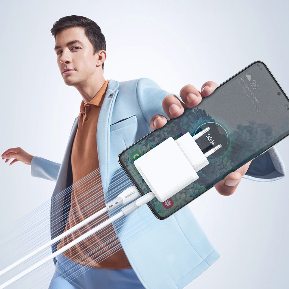 Dudao L25SC 60W USB-C - USB-C laidas su minkštu silikoniniu apvadu 1m - Baltas