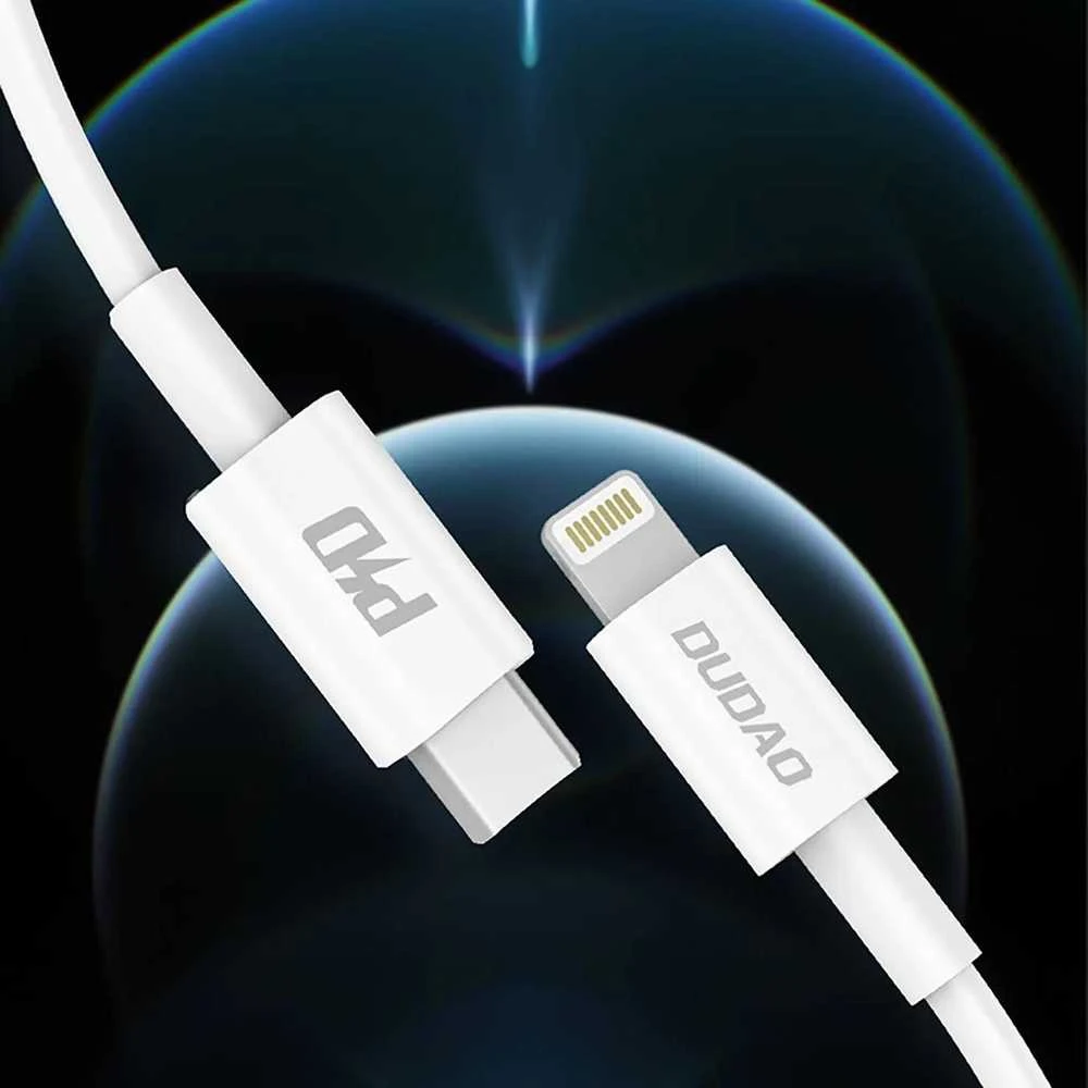 Dudao L6X USB-C – Lightning PD 20W 1m kabelis – baltos spalvos