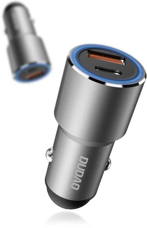 „Dudao“ USB / USB automobilinis C tipo įkroviklis, greitas įkrovimas, 22,5 W pilkas (R4PQ)