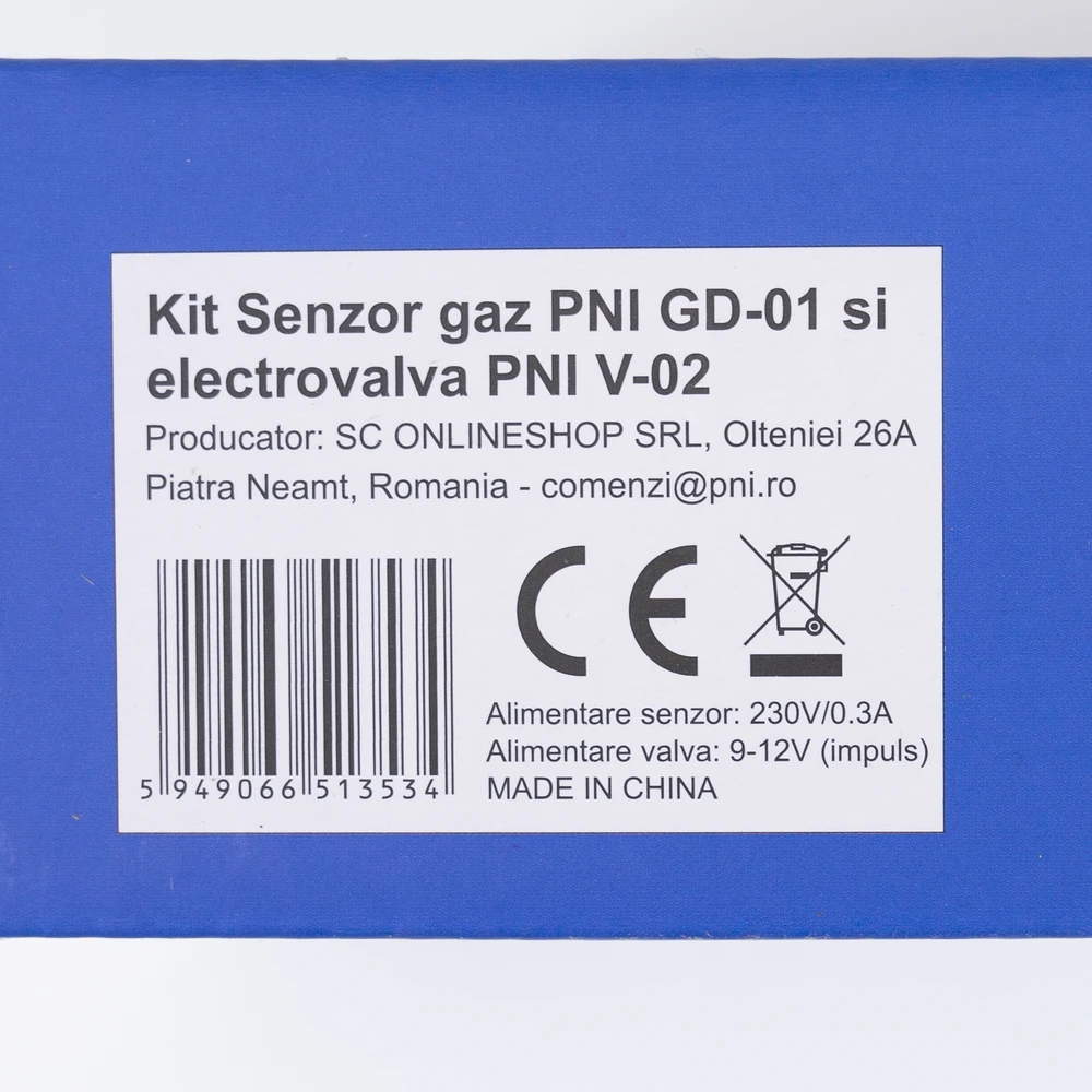 Dujų jutiklio komplektas PNI GD-01 ir PNI V-02 solenoidas, kodas 2014172