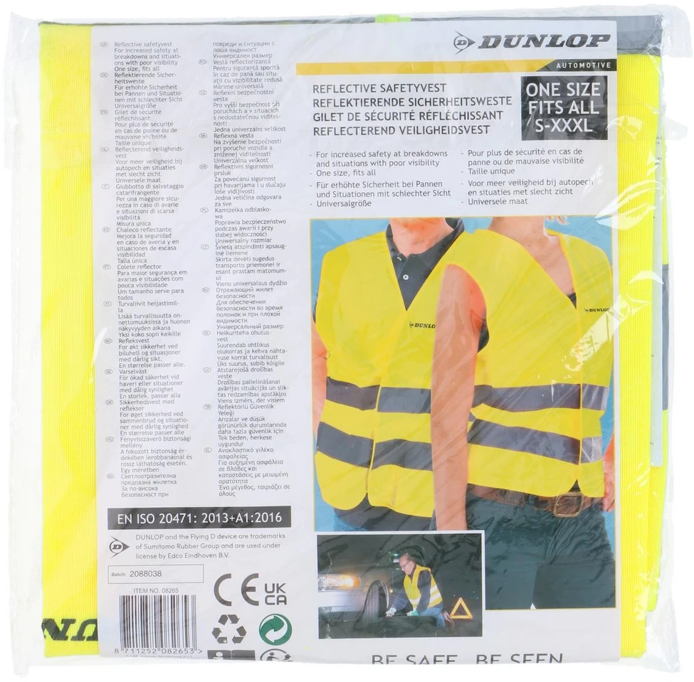 Dunlop Saugos liemenė PREMIUM Klasikinė Geltona, Atspindinti