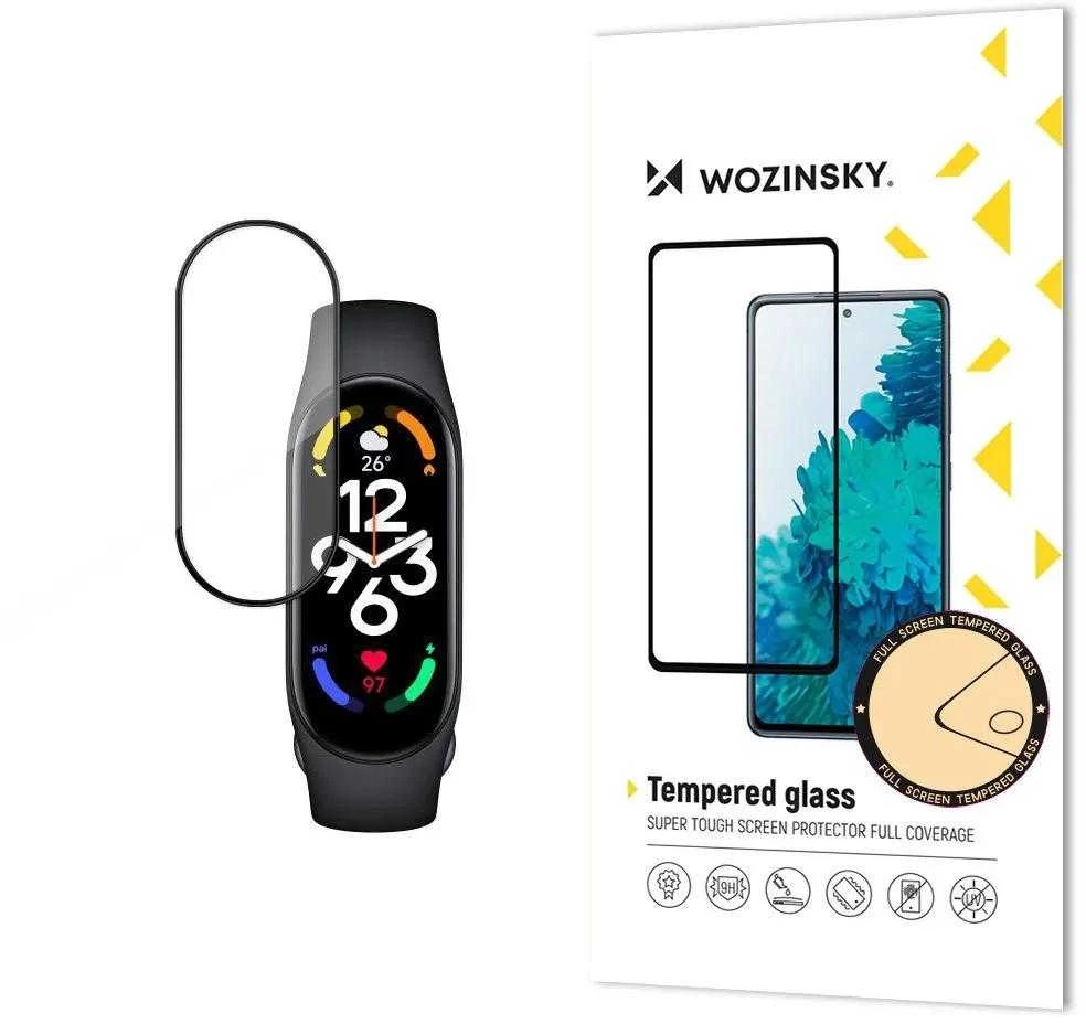Durable Wozinsky Full Glue Full Screen Apsauginis stiklas su Frame Xiaomi Mi Band 8 – juodos spalvos