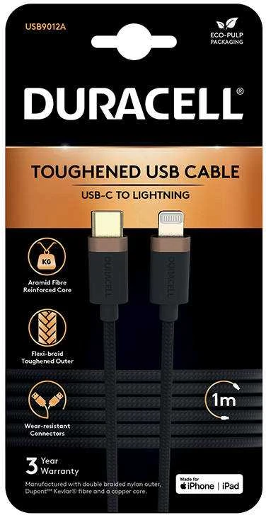 Duracell USB-C laidas skirtas Lightning 1m (juodas)