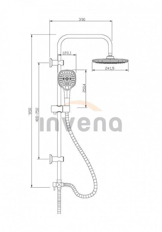 Dušo komplektas Invena Rotonda AU-27-K02-G