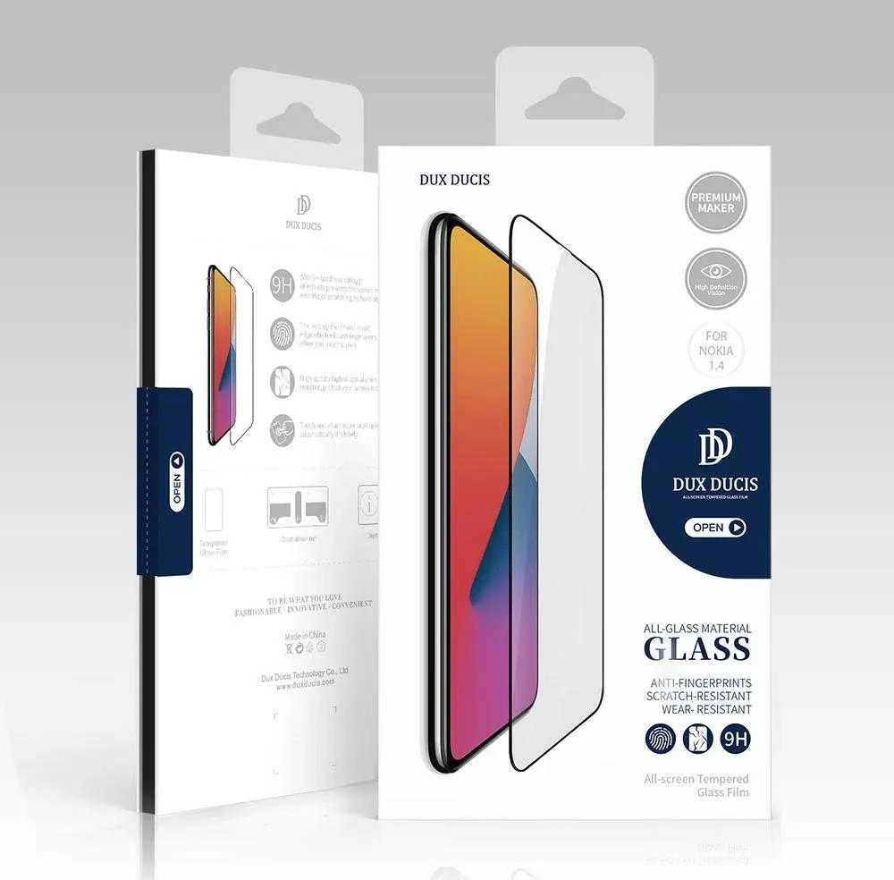 Dux Ducis 10D Apsauginis stiklas Tough ekrano apsauga, pilnai padengta rėmeliu, skirta Nokia 1.4 skaidrus (tinka dėklui)