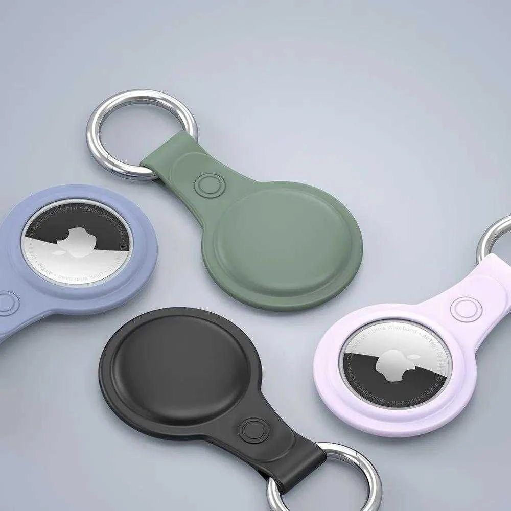 Dux Ducis 4vnt set Silicone flexible cover keychain loop dėklas skirtas Apple AirTag (juodos spalvos / žalios spalvos / rožinės spalvos / mėlynos spalvos)