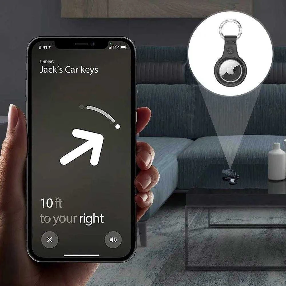 Dux Ducis 4vnt set Silicone flexible cover keychain loop dėklas skirtas Apple AirTag (juodos spalvos / žalios spalvos / rožinės spalvos / mėlynos spalvos)