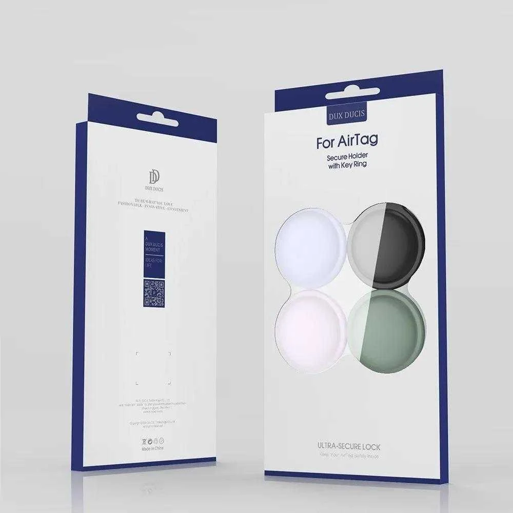 Dux Ducis 4vnt set Silicone flexible cover keychain loop dėklas skirtas Apple AirTag (juodos spalvos / žalios spalvos / rožinės spalvos / mėlynos spalvos)