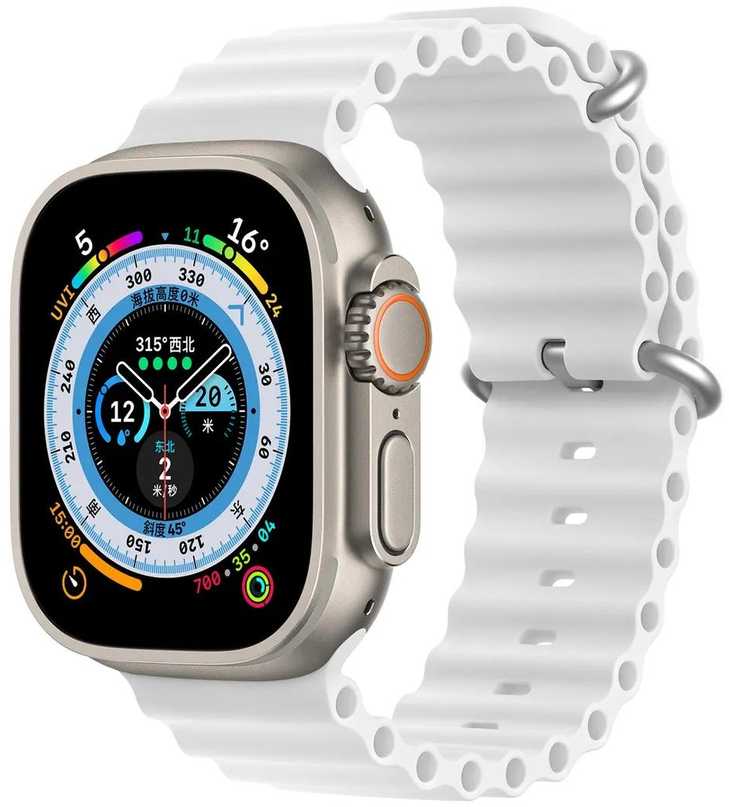 Dux Ducis Apyrankė Apple Watch 9 / 8 / 7 / 6 / 5 / 4 / 3 / 2 / SE (45 / 44 / 42mm) silikoninėBand Bracelet baltos spalvos (OceanWave Version)