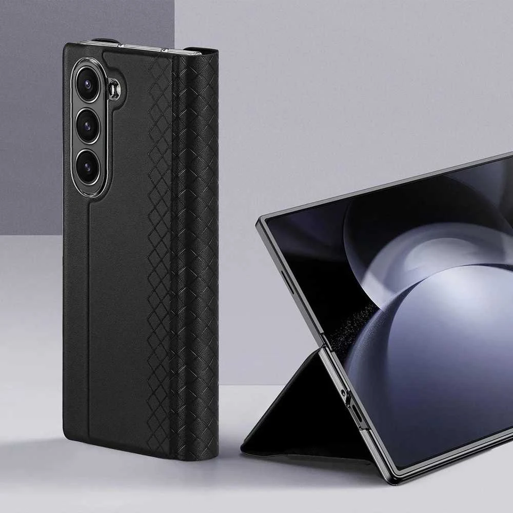 Dux Ducis Brill leather dėklas skirtas Samsung Galaxy Z Fold 6 with flap and card slot – juodos spalvos